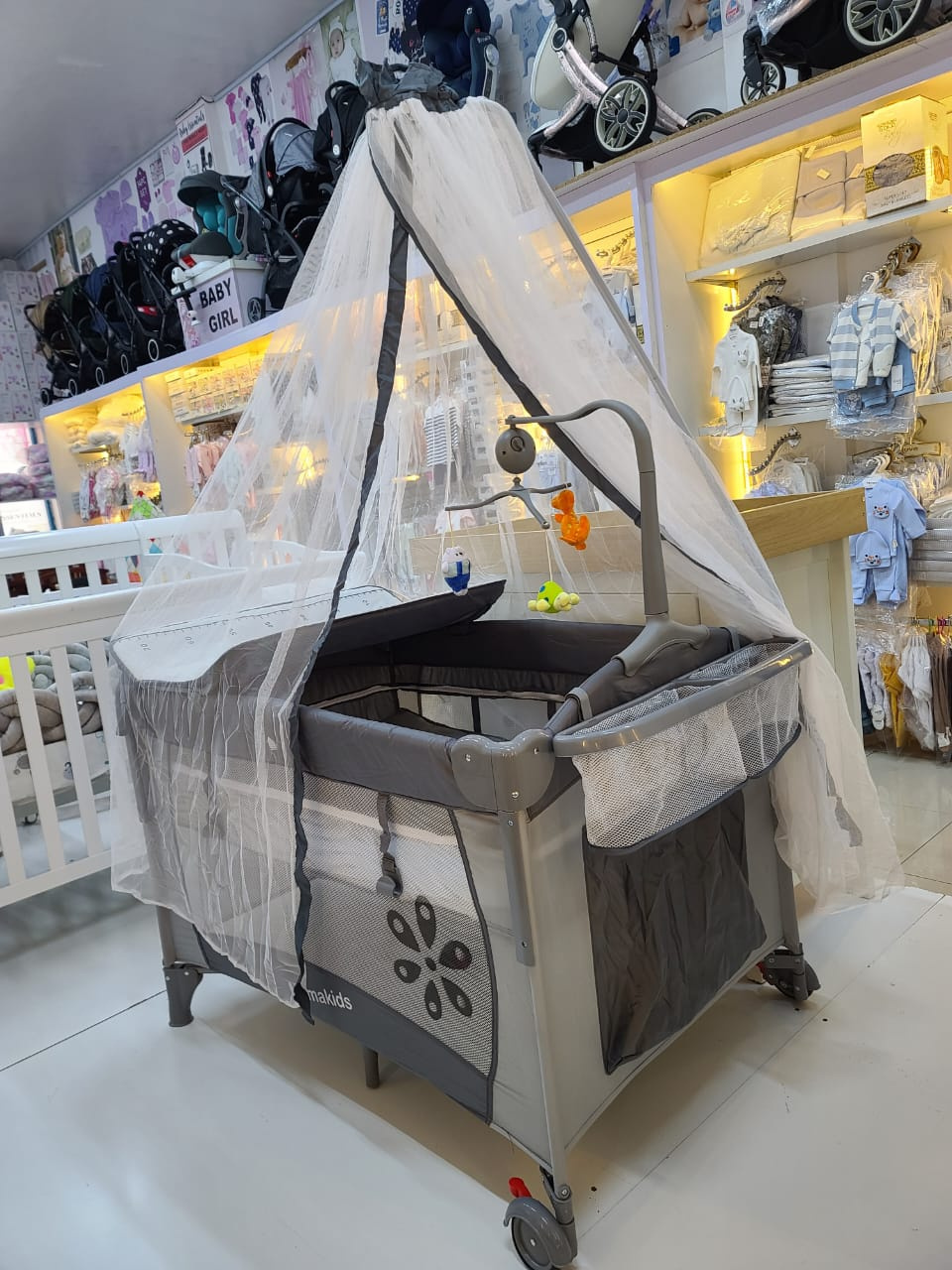 Mama Kids Foldable Portable Baby Playpen with Changing Mat – Grey